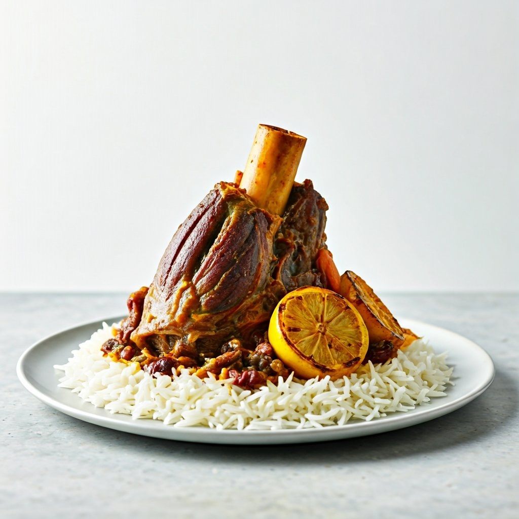 Saffron Braised Lamb Shanks with Persian Rice